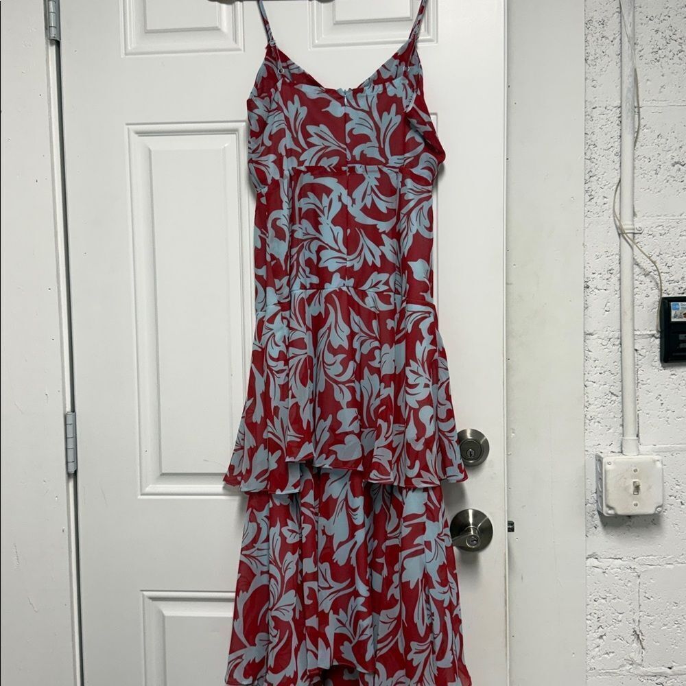Lulu's Red and Blue Cocktail Dress - Size Small - Worn Once - Tie Front Zip Back - Picture 7 of 7